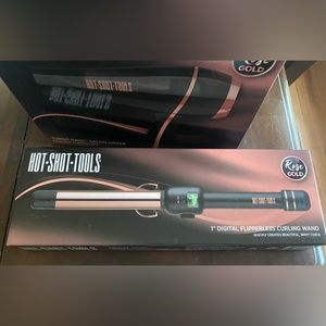Hot shot tools 1" DIGITAL FLIPPERLESS CURLING WAND ROSE GOLD NIB